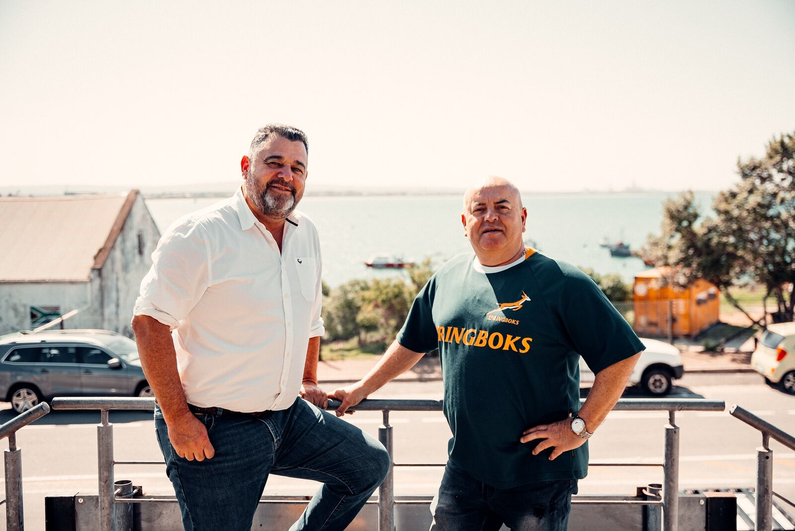 The Captain's Cabin team on the balcony overlooking Saldanha Bay